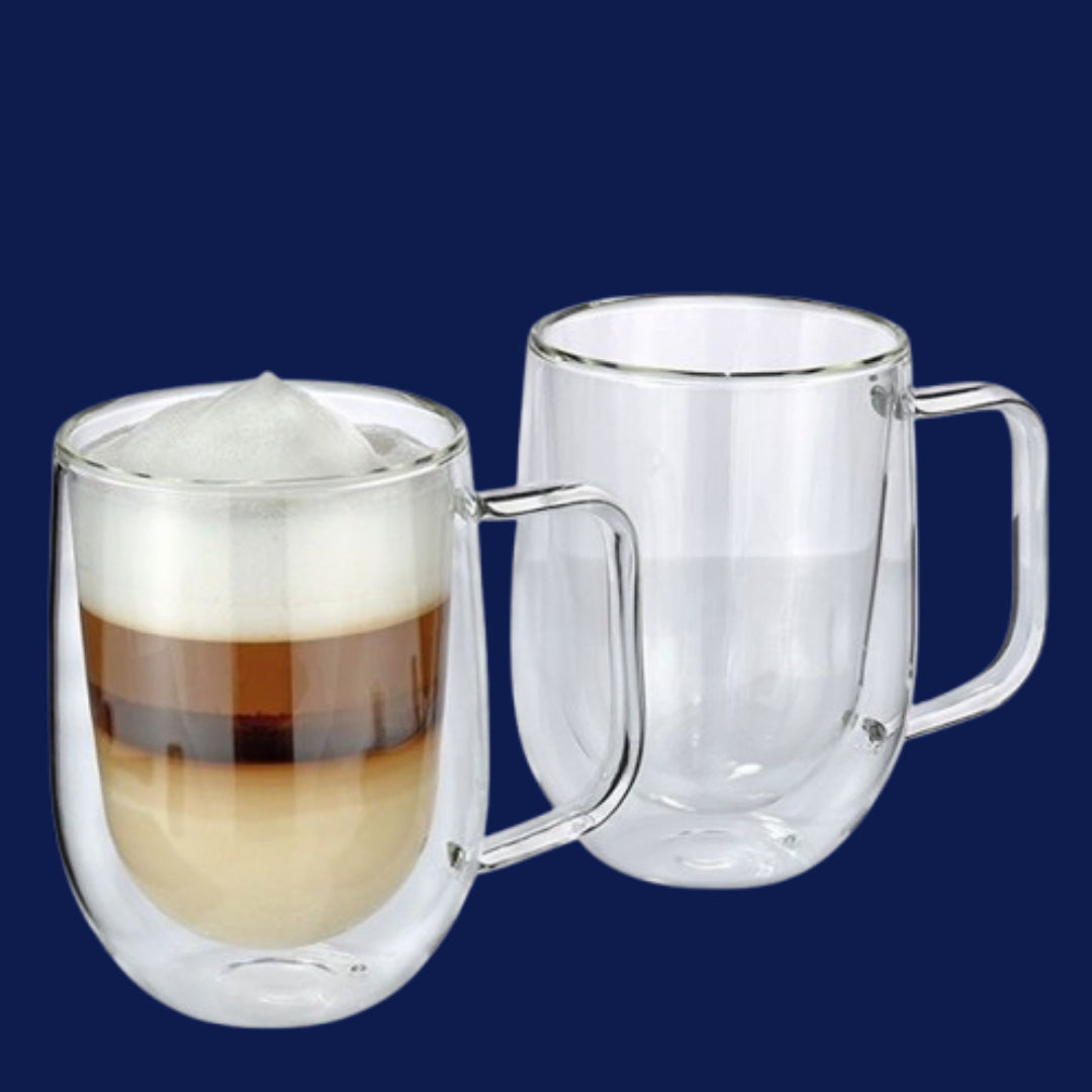 cilio - Double-walled coffee glasses VERONA , Latte Macchiato , with hand  - set of 2
