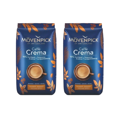 Movenpick Caffe Crema Beans - 100% Arabica - Pack of 2 (2 x 500 gram)
